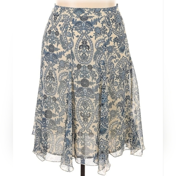 Worthington Dresses & Skirts - RARE Blue and Cream Patterned Skirt Flowing Airy Style Women's Midi Skirt 20W